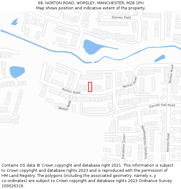 68, NORTON ROAD, WORSLEY, MANCHESTER, M28 1PH: Location map and indicative extent of plot