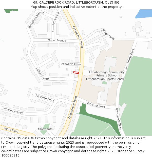 69, CALDERBROOK ROAD, LITTLEBOROUGH, OL15 9JG: Location map and indicative extent of plot