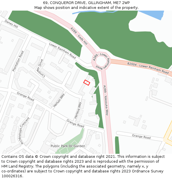 69, CONQUEROR DRIVE, GILLINGHAM, ME7 2WP: Location map and indicative extent of plot