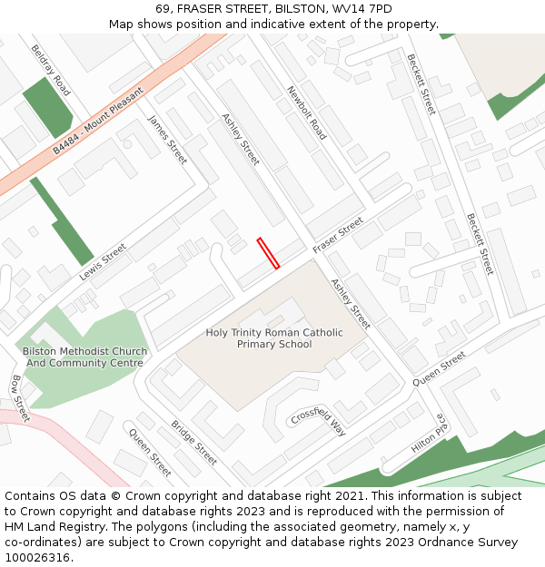 69, FRASER STREET, BILSTON, WV14 7PD: Location map and indicative extent of plot