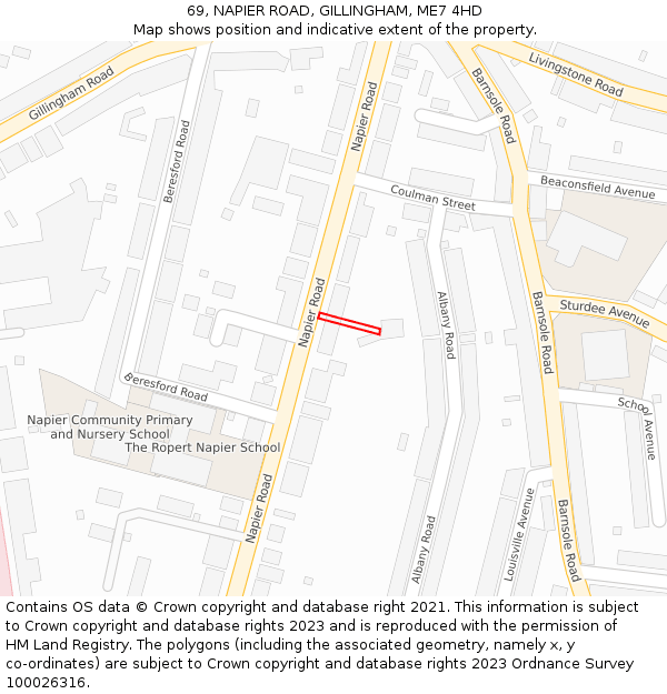 69, NAPIER ROAD, GILLINGHAM, ME7 4HD: Location map and indicative extent of plot