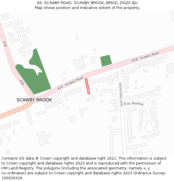 69, SCAWBY ROAD, SCAWBY BROOK, BRIGG, DN20 9JU: Location map and indicative extent of plot