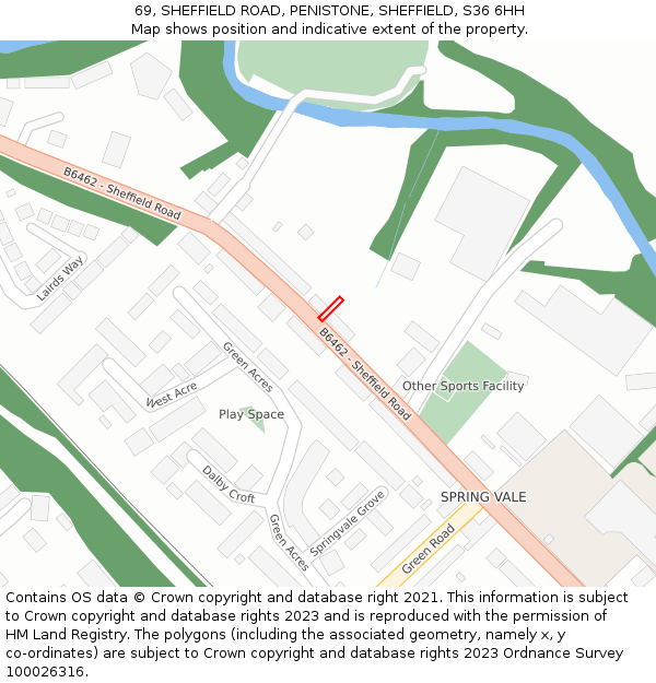 69, SHEFFIELD ROAD, PENISTONE, SHEFFIELD, S36 6HH: Location map and indicative extent of plot