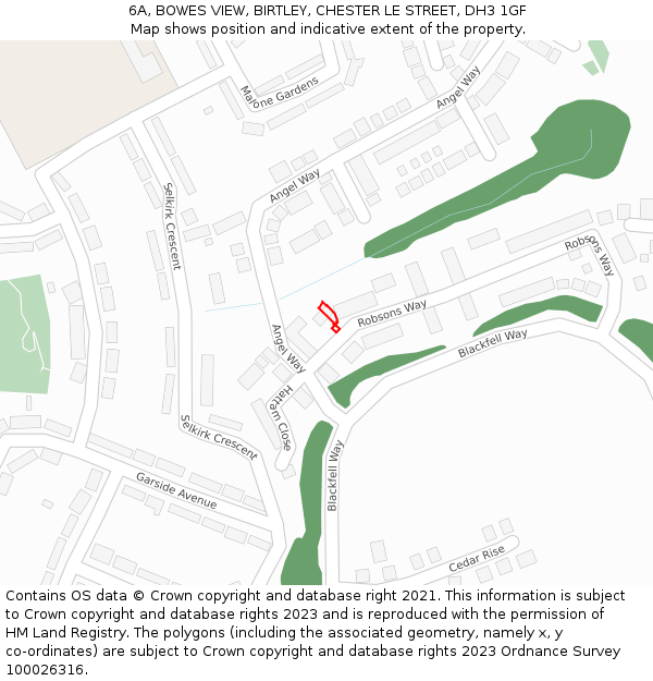 6A, BOWES VIEW, BIRTLEY, CHESTER LE STREET, DH3 1GF: Location map and indicative extent of plot