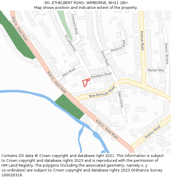 6D, ETHELBERT ROAD, WIMBORNE, BH21 1BH: Location map and indicative extent of plot