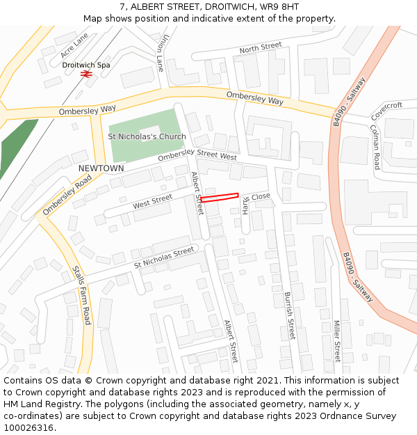 7, ALBERT STREET, DROITWICH, WR9 8HT: Location map and indicative extent of plot