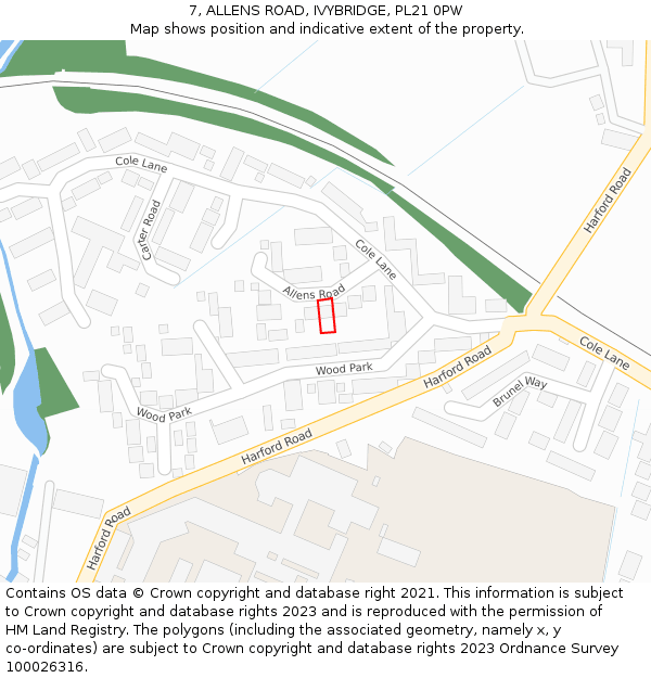 7, ALLENS ROAD, IVYBRIDGE, PL21 0PW: Location map and indicative extent of plot