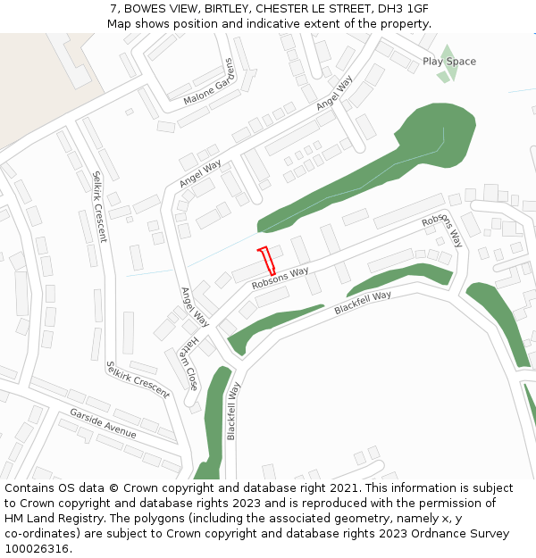 7, BOWES VIEW, BIRTLEY, CHESTER LE STREET, DH3 1GF: Location map and indicative extent of plot