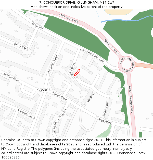 7, CONQUEROR DRIVE, GILLINGHAM, ME7 2WP: Location map and indicative extent of plot