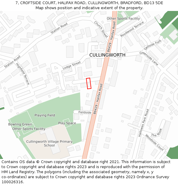 7, CROFTSIDE COURT, HALIFAX ROAD, CULLINGWORTH, BRADFORD, BD13 5DE: Location map and indicative extent of plot