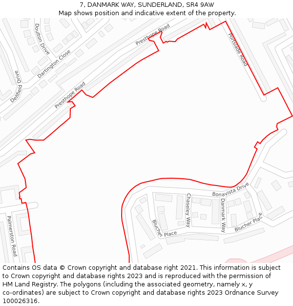 7, DANMARK WAY, SUNDERLAND, SR4 9AW: Location map and indicative extent of plot