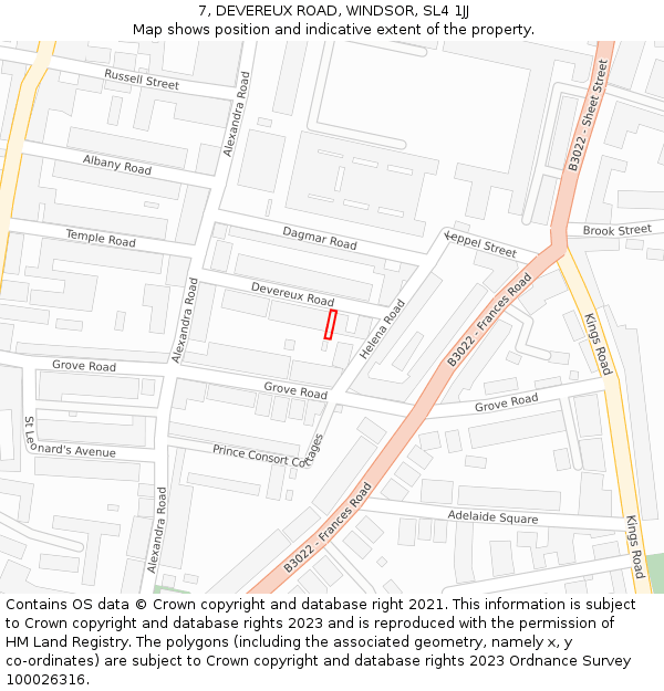 7, DEVEREUX ROAD, WINDSOR, SL4 1JJ: Location map and indicative extent of plot
