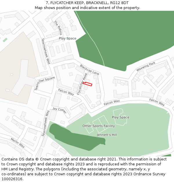 7, FLYCATCHER KEEP, BRACKNELL, RG12 8DT: Location map and indicative extent of plot