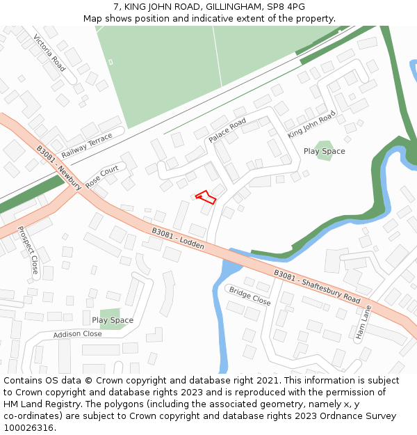 7, KING JOHN ROAD, GILLINGHAM, SP8 4PG: Location map and indicative extent of plot