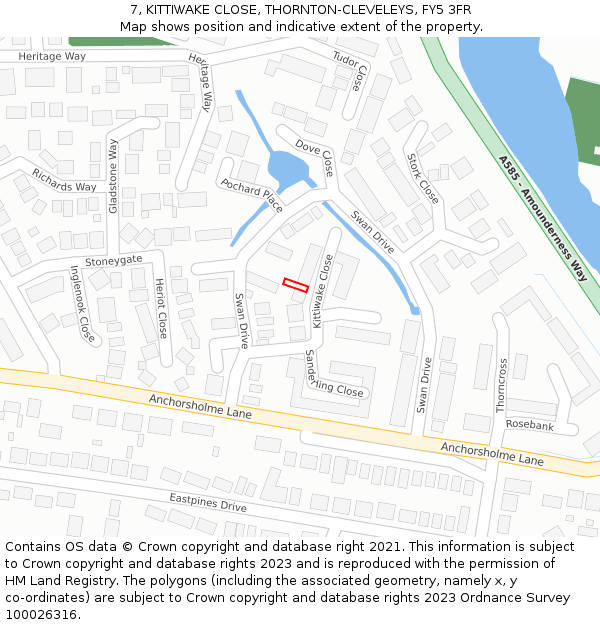 7, KITTIWAKE CLOSE, THORNTON-CLEVELEYS, FY5 3FR: Location map and indicative extent of plot