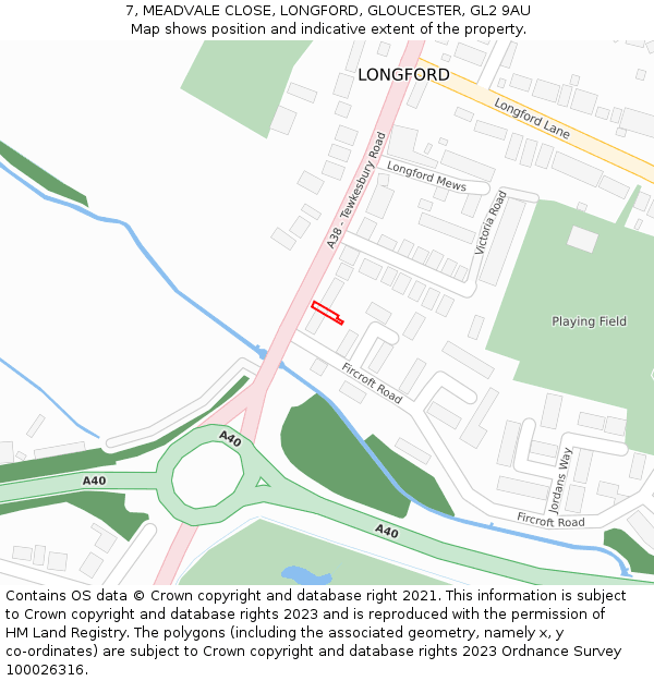 7, MEADVALE CLOSE, LONGFORD, GLOUCESTER, GL2 9AU: Location map and indicative extent of plot