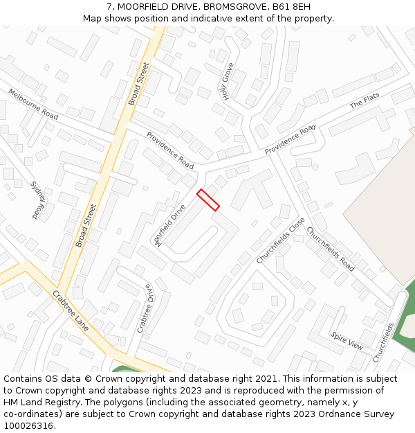 7, MOORFIELD DRIVE, BROMSGROVE, B61 8EH: Location map and indicative extent of plot