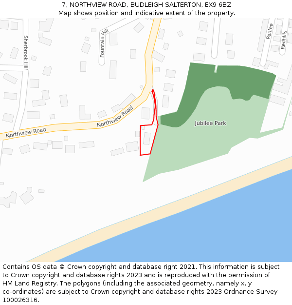 7, NORTHVIEW ROAD, BUDLEIGH SALTERTON, EX9 6BZ: Location map and indicative extent of plot