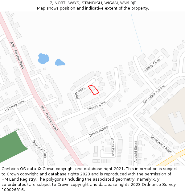 7, NORTHWAYS, STANDISH, WIGAN, WN6 0JE: Location map and indicative extent of plot