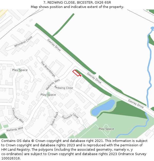 7, REDWING CLOSE, BICESTER, OX26 6SR: Location map and indicative extent of plot