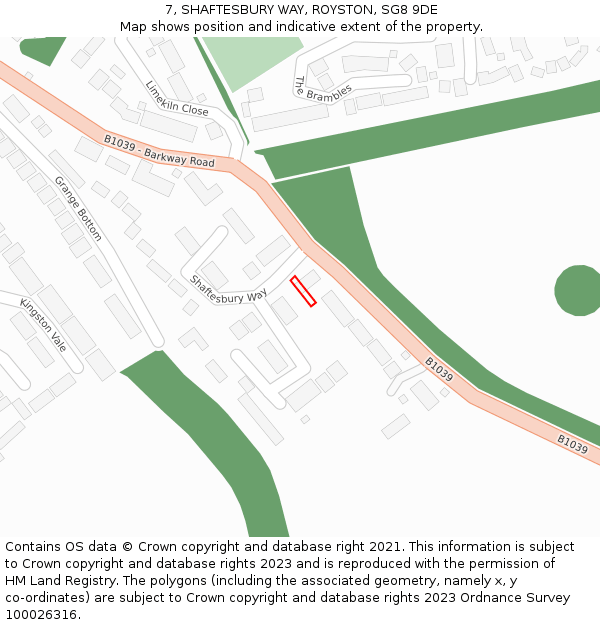 7, SHAFTESBURY WAY, ROYSTON, SG8 9DE: Location map and indicative extent of plot