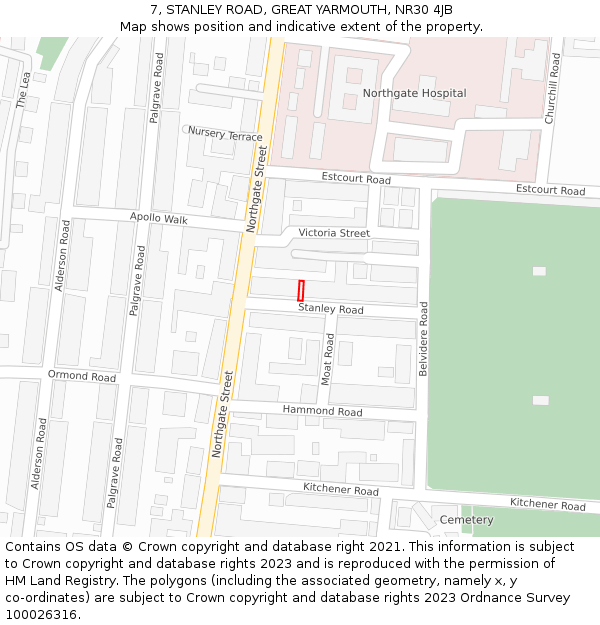 7, STANLEY ROAD, GREAT YARMOUTH, NR30 4JB: Location map and indicative extent of plot