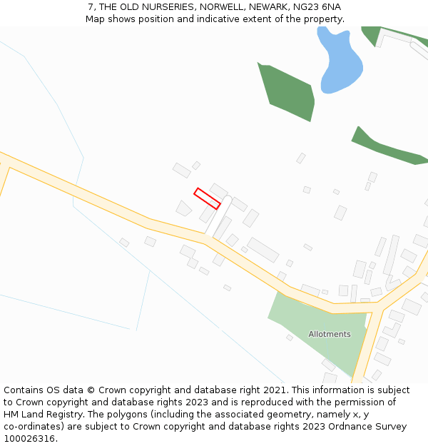 7, THE OLD NURSERIES, NORWELL, NEWARK, NG23 6NA: Location map and indicative extent of plot