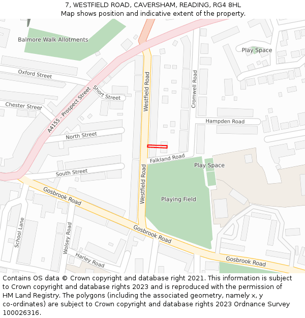 7, WESTFIELD ROAD, CAVERSHAM, READING, RG4 8HL: Location map and indicative extent of plot