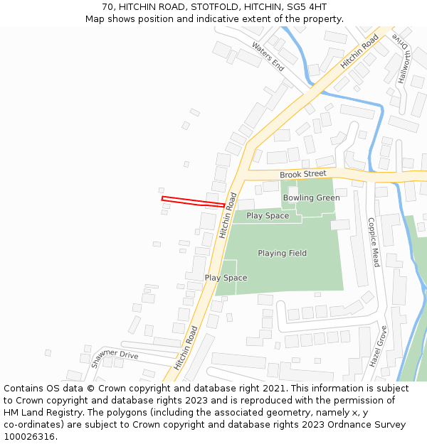 70, HITCHIN ROAD, STOTFOLD, HITCHIN, SG5 4HT: Location map and indicative extent of plot