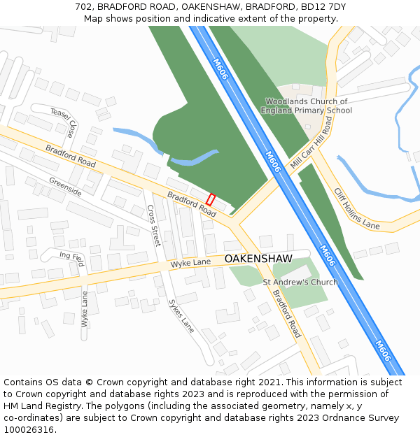 702, BRADFORD ROAD, OAKENSHAW, BRADFORD, BD12 7DY: Location map and indicative extent of plot