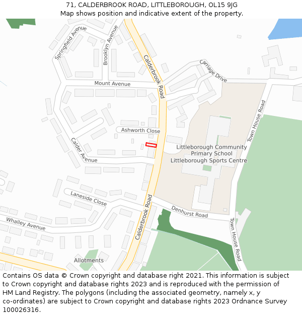 71, CALDERBROOK ROAD, LITTLEBOROUGH, OL15 9JG: Location map and indicative extent of plot