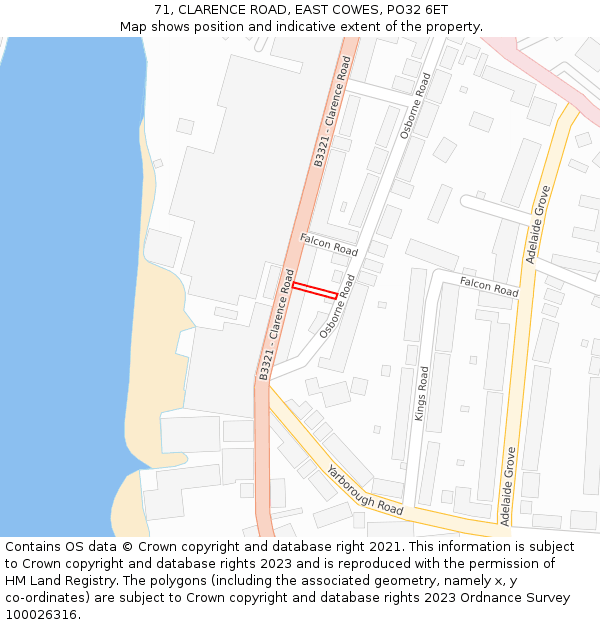 71, CLARENCE ROAD, EAST COWES, PO32 6ET: Location map and indicative extent of plot