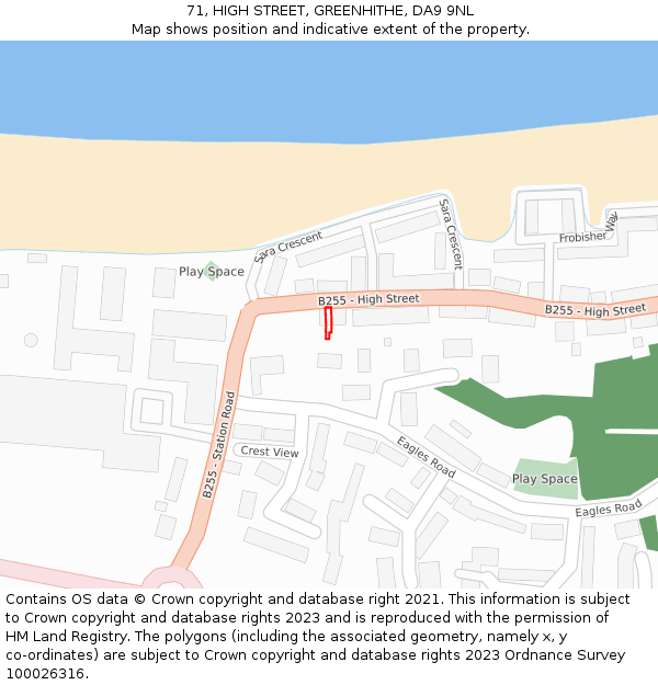 71, HIGH STREET, GREENHITHE, DA9 9NL: Location map and indicative extent of plot