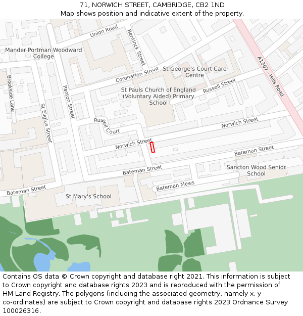 71, NORWICH STREET, CAMBRIDGE, CB2 1ND: Location map and indicative extent of plot