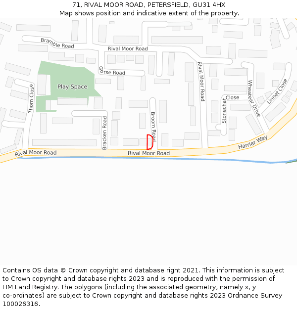 71, RIVAL MOOR ROAD, PETERSFIELD, GU31 4HX: Location map and indicative extent of plot