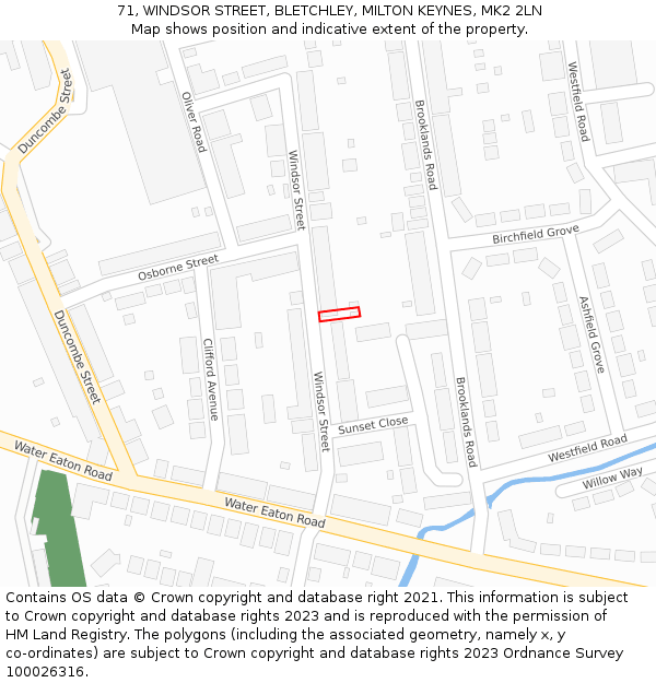 71, WINDSOR STREET, BLETCHLEY, MILTON KEYNES, MK2 2LN: Location map and indicative extent of plot