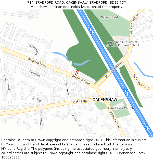 714, BRADFORD ROAD, OAKENSHAW, BRADFORD, BD12 7DY: Location map and indicative extent of plot