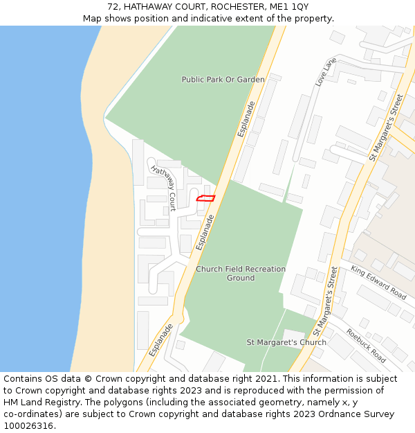 72, HATHAWAY COURT, ROCHESTER, ME1 1QY: Location map and indicative extent of plot