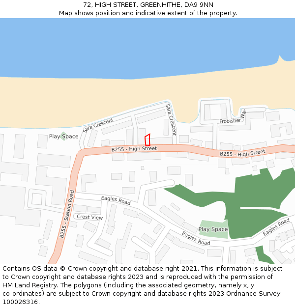 72, HIGH STREET, GREENHITHE, DA9 9NN: Location map and indicative extent of plot