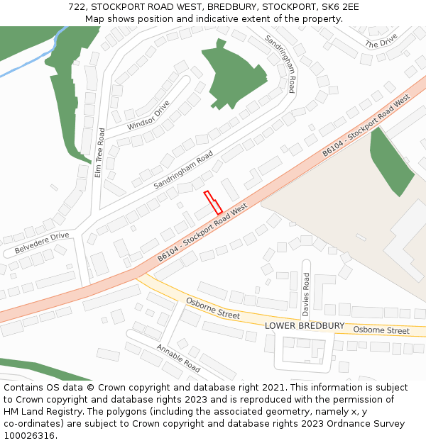 722, STOCKPORT ROAD WEST, BREDBURY, STOCKPORT, SK6 2EE: Location map and indicative extent of plot