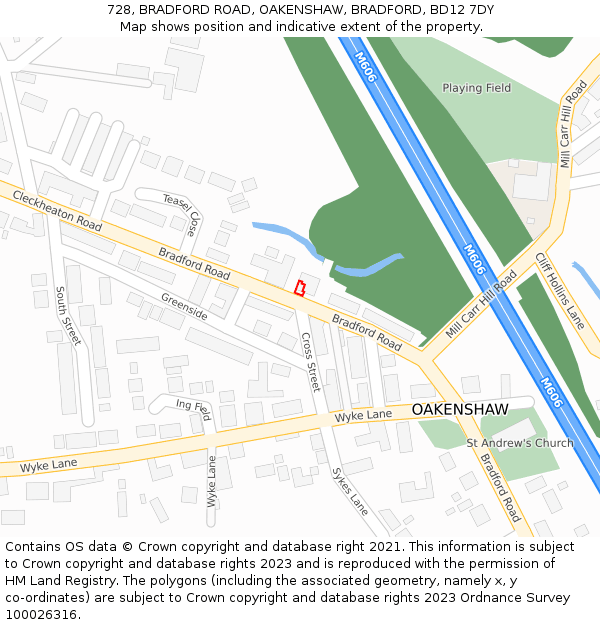 728, BRADFORD ROAD, OAKENSHAW, BRADFORD, BD12 7DY: Location map and indicative extent of plot