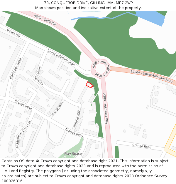 73, CONQUEROR DRIVE, GILLINGHAM, ME7 2WP: Location map and indicative extent of plot