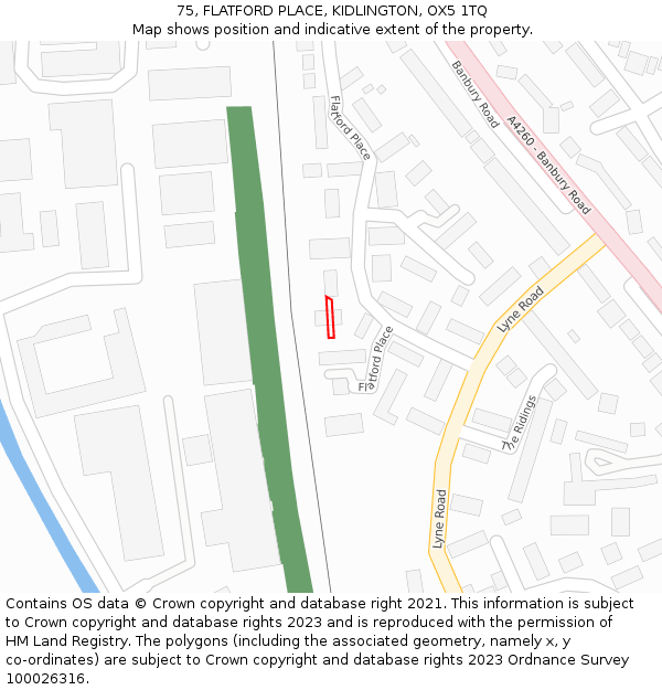 75, FLATFORD PLACE, KIDLINGTON, OX5 1TQ: Location map and indicative extent of plot