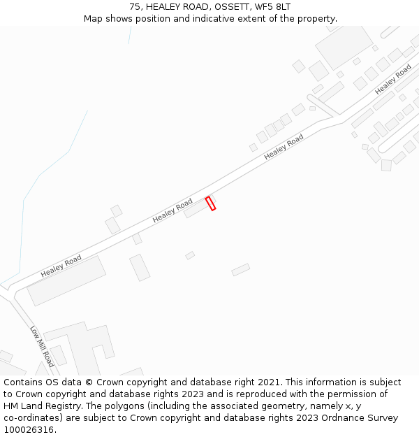 75, HEALEY ROAD, OSSETT, WF5 8LT: Location map and indicative extent of plot