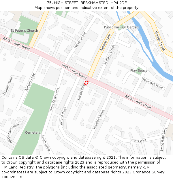 75, HIGH STREET, BERKHAMSTED, HP4 2DE: Location map and indicative extent of plot