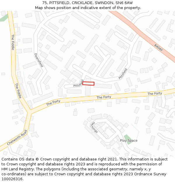 75, PITTSFIELD, CRICKLADE, SWINDON, SN6 6AW: Location map and indicative extent of plot