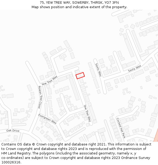 75, YEW TREE WAY, SOWERBY, THIRSK, YO7 3FN: Location map and indicative extent of plot