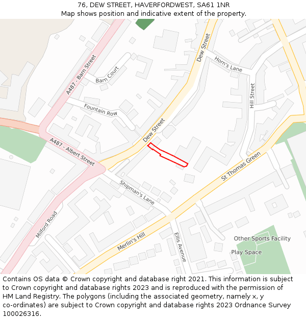 76, DEW STREET, HAVERFORDWEST, SA61 1NR: Location map and indicative extent of plot