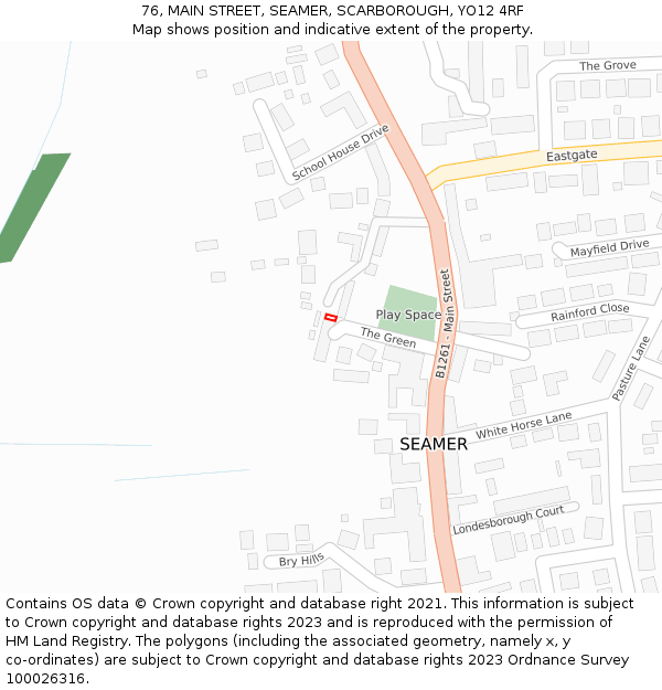 76, MAIN STREET, SEAMER, SCARBOROUGH, YO12 4RF: Location map and indicative extent of plot