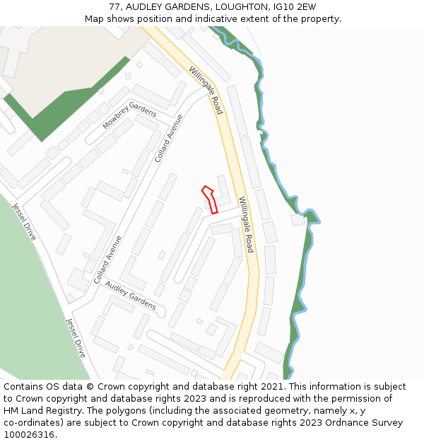 77, AUDLEY GARDENS, LOUGHTON, IG10 2EW: Location map and indicative extent of plot